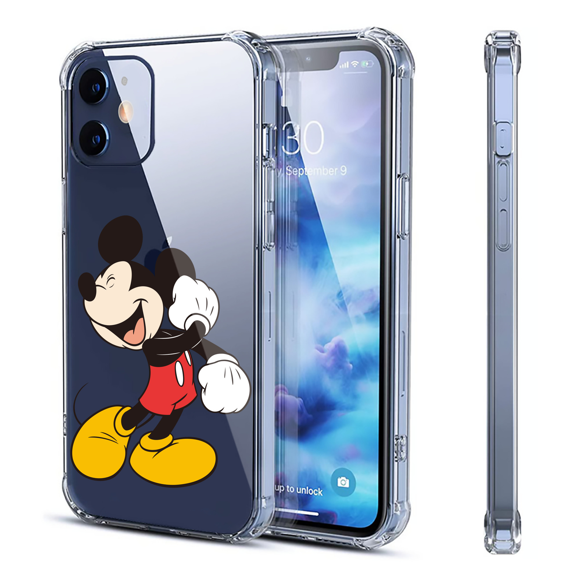 （画像用） ミッキーマウス Mickey Mouse 【iPhone 12シリーズ対応】透明スマホケース（クリアソフトケース）